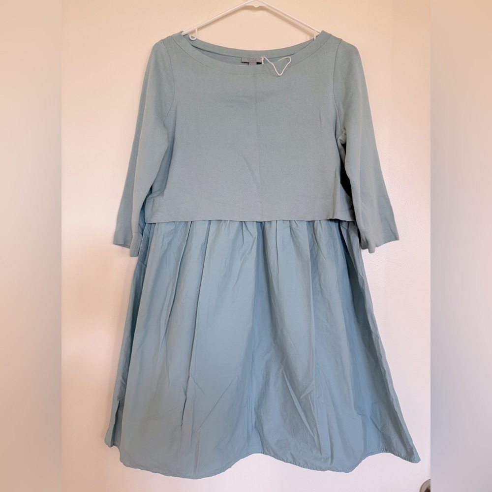 Cos layered dress S. 100% cotton in dual texture and elbow patch effect detail.